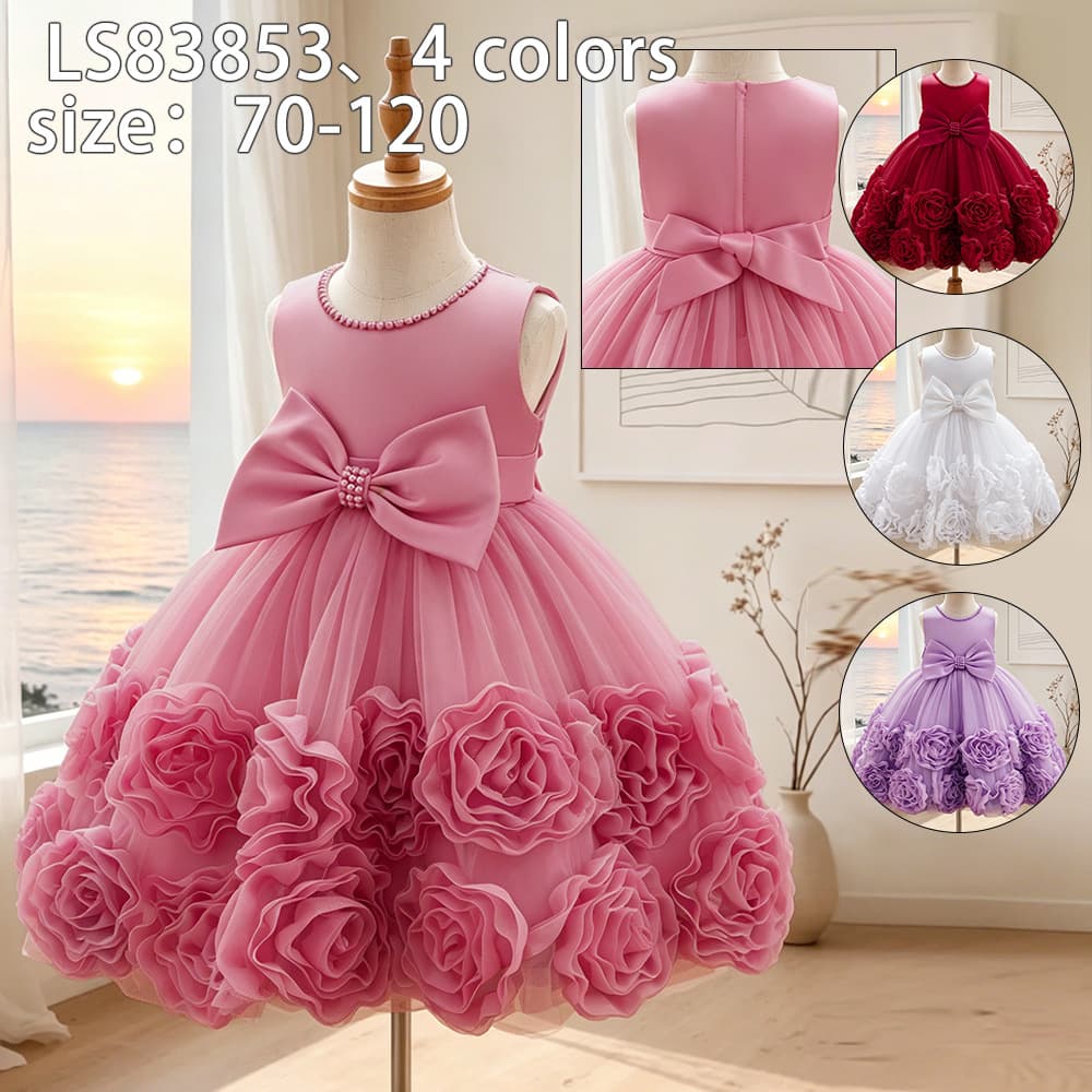 Cross-border infant and toddler princess dress, sleeveless lace tutu skirt, wedding flower girl dress, baby one-year-old christening dress