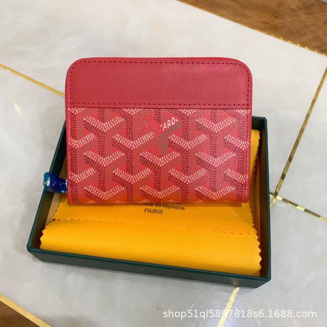 2026 Cross-Border Best-Selling Zipper Wallet, Houndstooth Short Goyard-Style Wallet, Multifunctional Card Holder and Coin Organizer