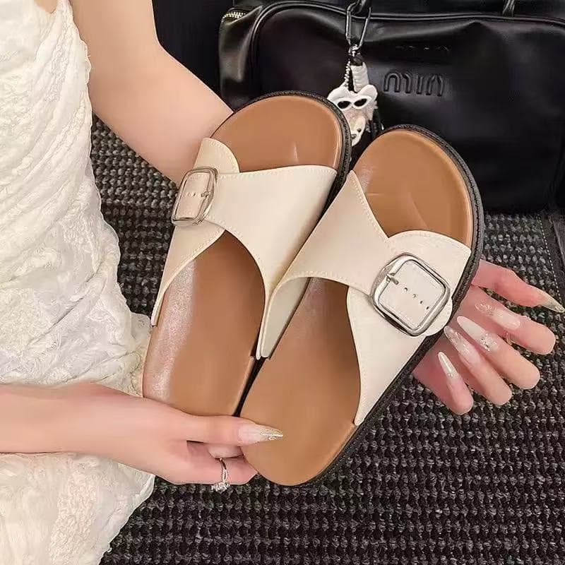 New Birkenstock Sandals Large Size Retro Women's Outerwear Seaside Thick Sole 2025 Summer Seaside Casual Non-Slip Beach Shoes