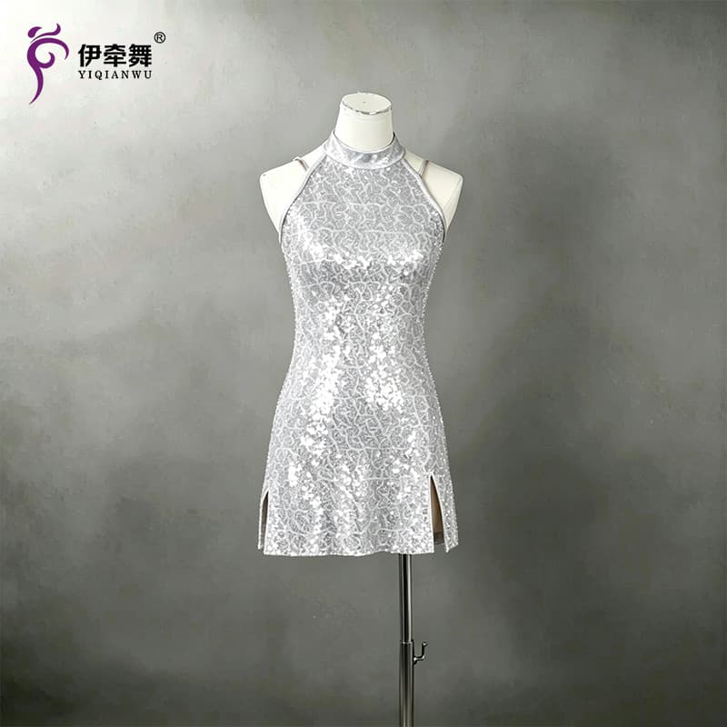 Cross-border Trade Children's Sleeveless Sequin Cheerleading Gymnastics Dress Bodycon Skirt Jazz Dance Sequin Performance Costume