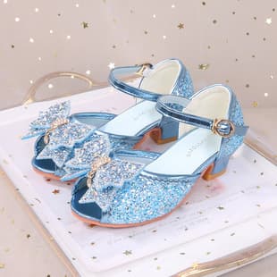 Girls Sandals Rhinestone High Heel Children's Shoes Crystal Kids Sandals Summer Little Girls Princess Shoes Peep Toe Shoes