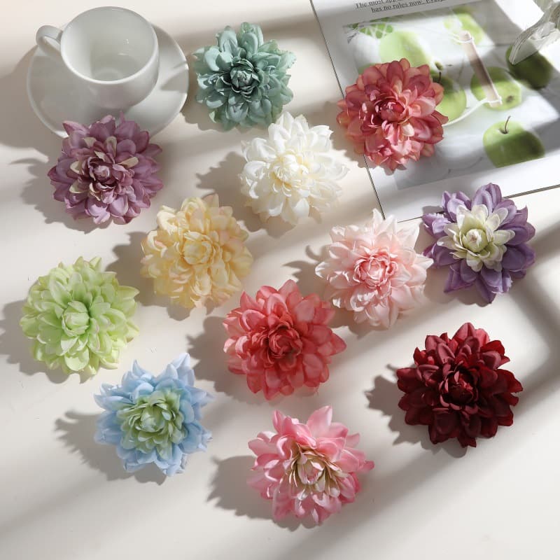 8cm Dahlia Flower Artificial Dahlia for DIY Graduation Cap Sun Hat Decoration Flower Box Fake Flowers