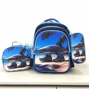 Export Wholesale 3D Elementary School Backpack 3-Piece Set, Grades 1-6 Children's Cartoon Backpack with Pencil Case and Lunch Bag