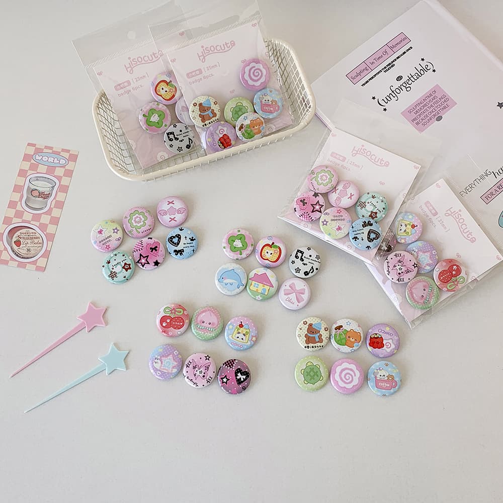 Student Four-Leaf Clover 25mm Mini Badge Retro Brooch Decorative Pin Girl Journal Badge Set