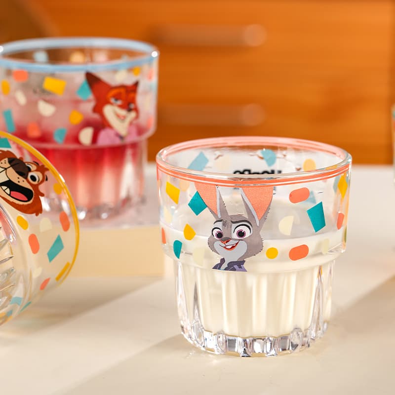 Cartoon Glass Cup Ins Style Transparent Coffee Cup Nick Judy Drinking Cup Breakfast Oatmeal Cup Juice Beverage Cup