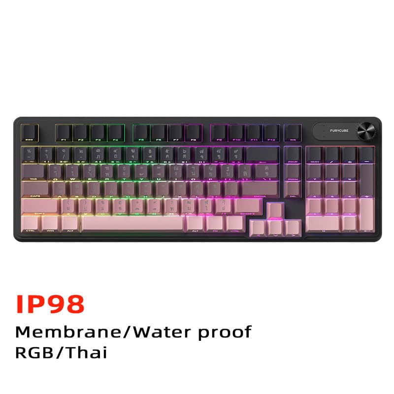 FURYCUBE IP98 Mechanical-Feel Tri-Mode Keyboard Wired Silent Keyboard for PC Gaming Esports with Stylish Design