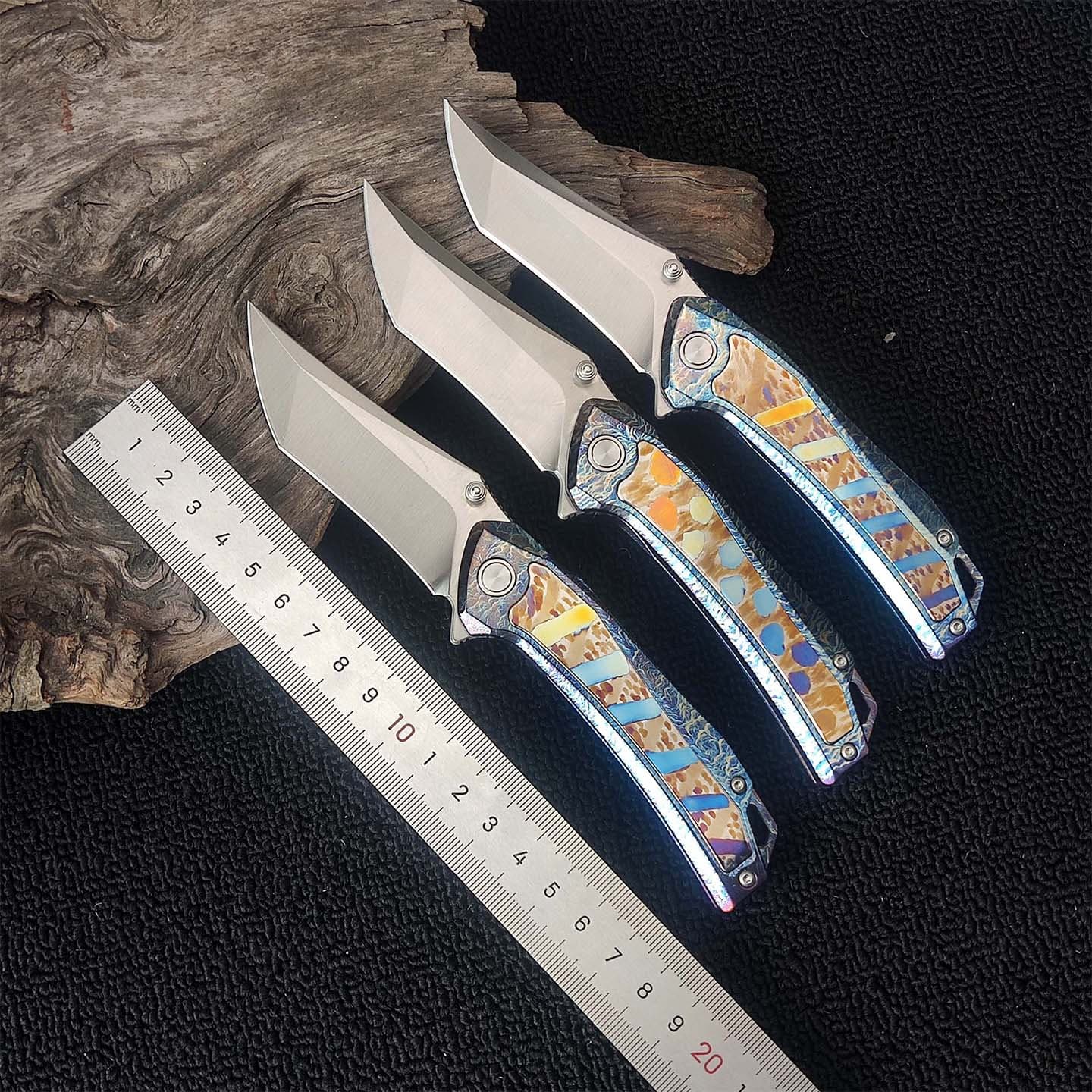 TC4 titanium alloy handle folding knife high hardness sharp folding knife 14C28N fruit knife pocket portable knife