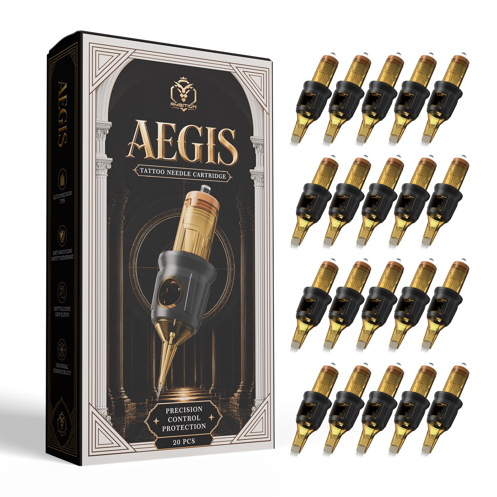 Ambition Premium Leather Case Tattoo Needles Set: Liner Needles, Shader Needles, Universal for Tattoo Machines and Motors
