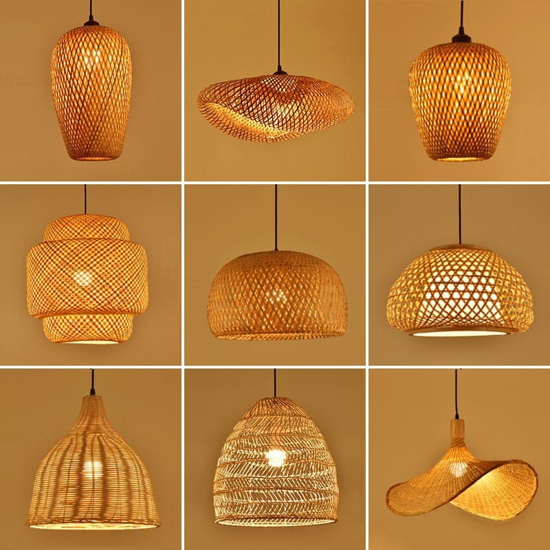 Cross-border Southeast Asian Lighting Rattan Woven Lampshade Coffee Restaurant Hotel B&B Pumpkin Pendant Zhongshan Lighting