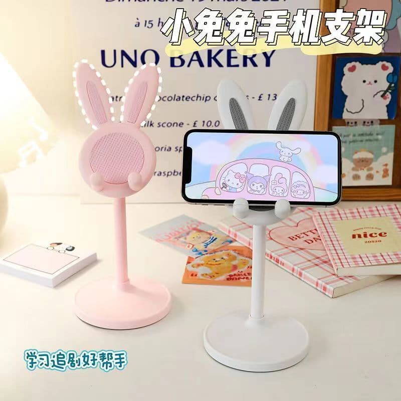 Cartoon Cute Bunny Desktop Phone Stand, Universal Adjustable Telescopic Stand for Tablet, Student Lazy Stand