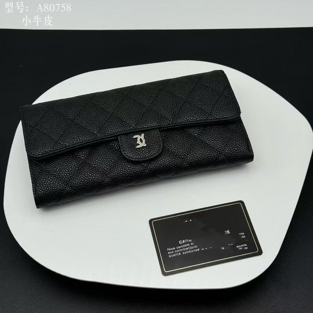 High-Quality Long Leather Wallet Fish Roe Cowhide Flip Cover Money Clip Handbag Multi-Card Slot Elegant Women's Purse