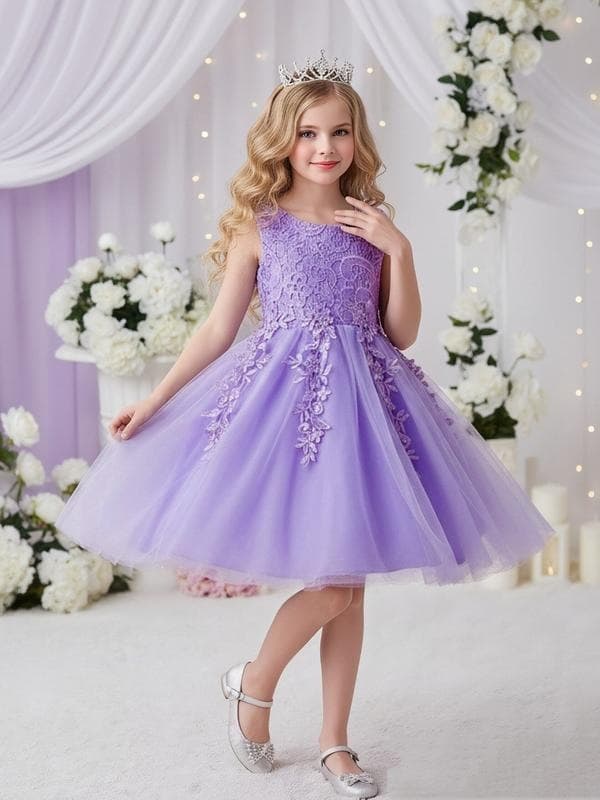 A 49740 Girls Lace Princess Dress Girls Lace Dress Cross-border Europe