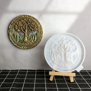 X1661 Jungle Tree of Life Wall Hanging Cement Plaster Mold DIY Silicone Mold