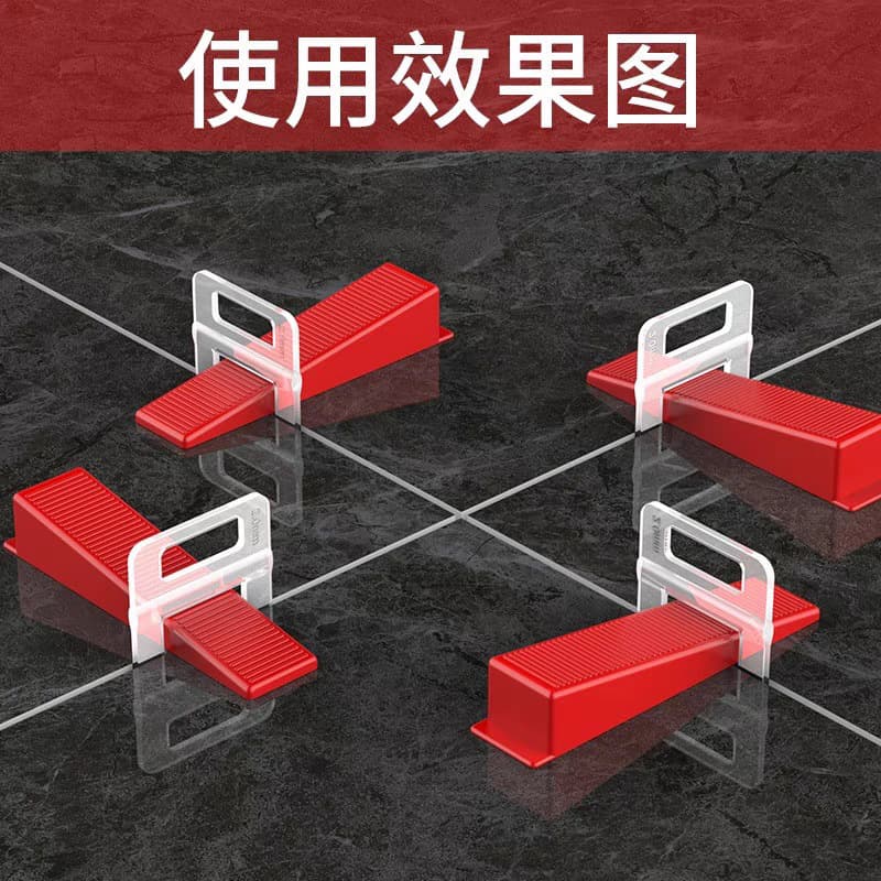 Tile Leveling System for Wall and Floor Tiles with Cross Spacers and Wedge Clips