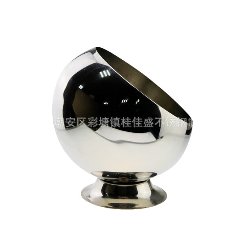 Stainless Steel 304 Slant Mouth Salad Bowl Large with Seat Buffet Restaurant Ice Bowl Sugar Bowl Seasonings Bowl