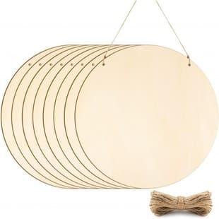 30cm Drilled Round Wooden Door Sign Blank Wood Disc for Crafts DIY Wooden Christmas Holiday Decoration