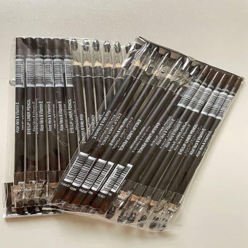 Wholesale Eyebrow Pencil Sweat-Proof Eyeliner Pencil Wooden Barrel with Sharpener Black Brown