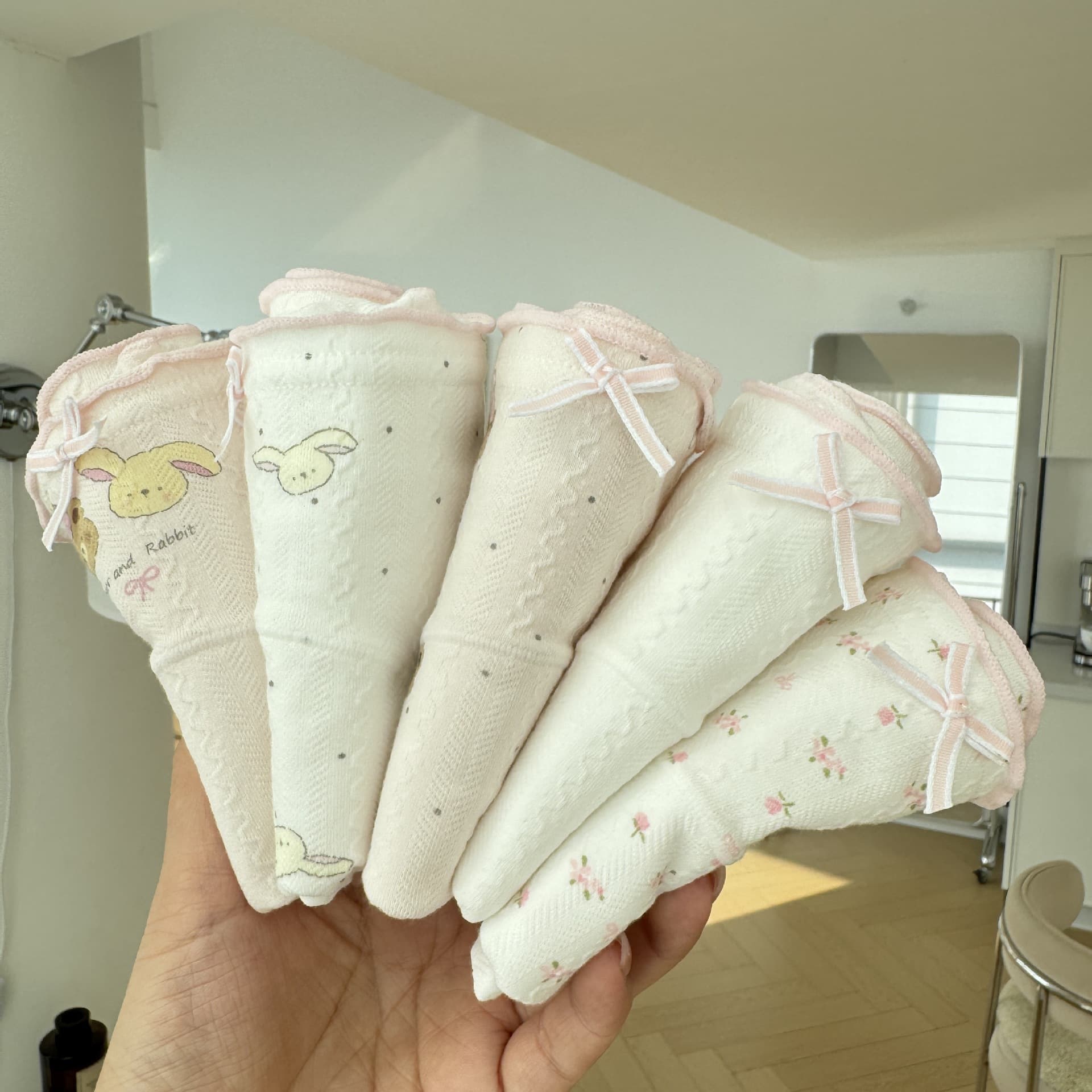 Pink Bear 18cm Pure Cotton Extended Crotch 10A Antibacterial Panties for Women, Baby Cotton Class A, Teen Girls' Panties