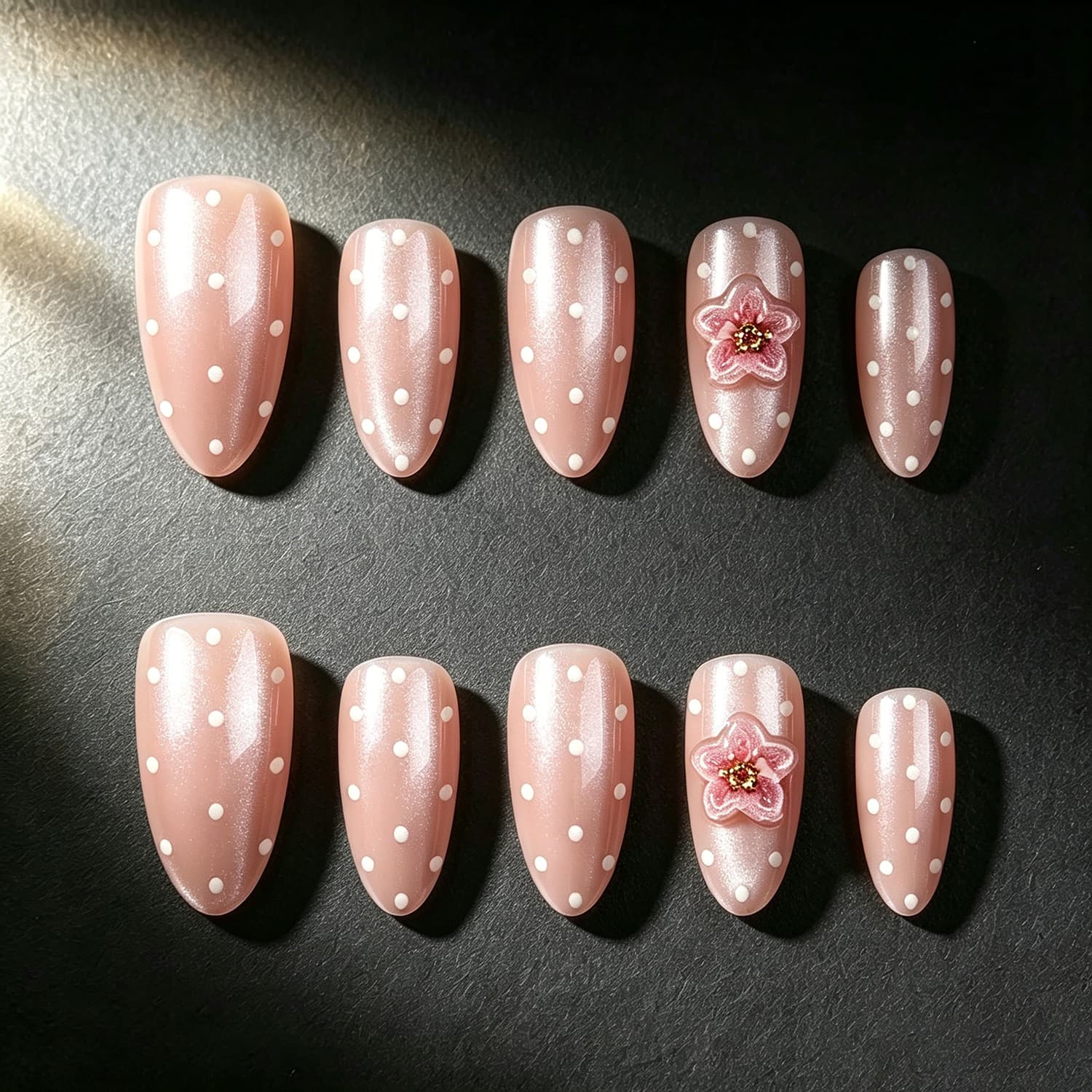 Cross-border simple French white edge manicure wearable nails white polka dot wearable nails nail patches wholesale