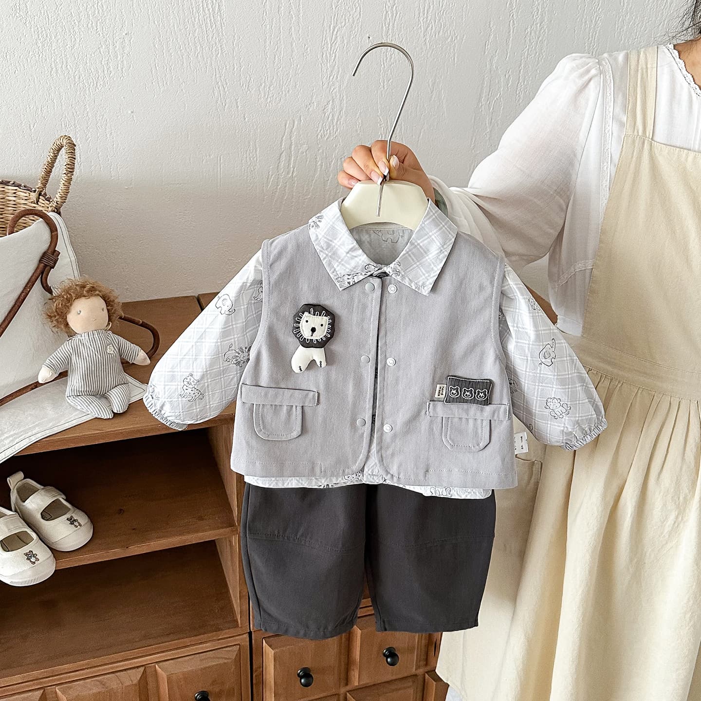 New Baby Spring Autumn Boy Fashion Casual Set Stylish Shirt Vest Pants Three-Piece Outfit