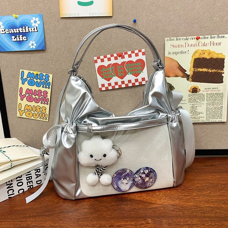 Korean Style Sweet Butterfly Knot Dual Shoulder Single Shoulder Bag for Women High Aesthetic Value Nylon Material Fresh And Cute