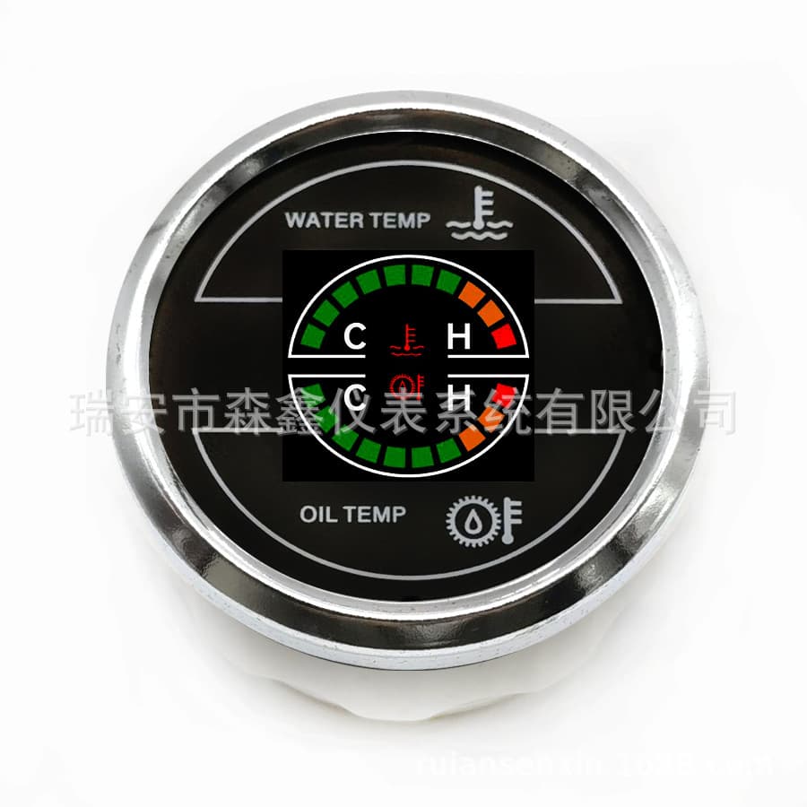 Loader/shovel truck modification and installation with color LCD instrument, dual display for water temperature and oil temperature, voltage timer, universal type