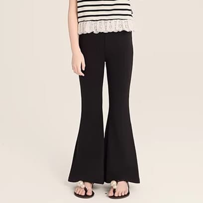 Girls and older children's daily nine-point pants trendy spring and autumn thin solid color casual high-waist slim versatile bell-bottom pants
