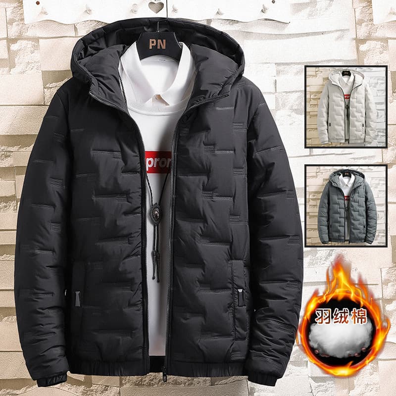 Factory Direct Men's Cotton Padded Hooded Casual Jacket Solid Color Winter Thickened Warm Fleece Cotton Coat for Young and Middle-Aged Men