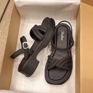 Roman Sandals for Women, Summer 2024, New Style for Petite, Thick Strap One-Band Anti-Slip Waterproof Versatile Casual Sandals for Women