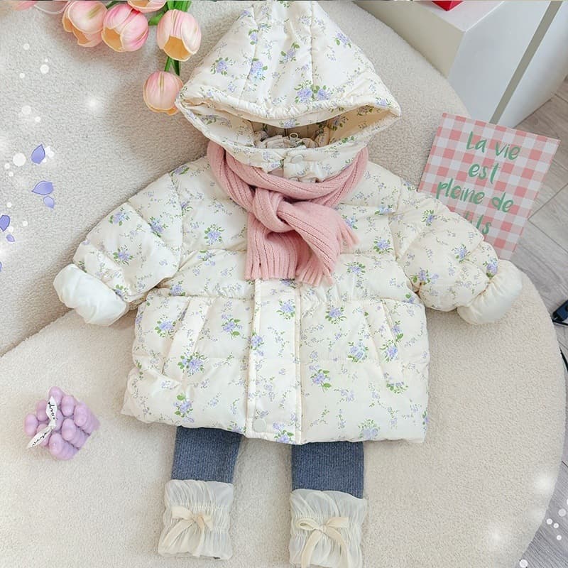 Manufacturer wholesale children's velvet cotton coats for boys and girls cartoon thickened floral cotton coats winter warm children's clothing