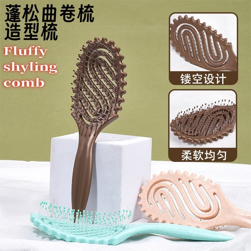 Hot Sale Fluffy Curly Hair Styling Comb Pigtail Comb Massage Comb Curling Hair Comb Professional Salon Hairdressing Comb