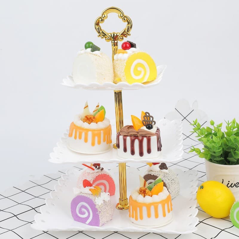 Fruit Tray Cake Stand European Style Three-Tier Dessert Stand Candy Tray Plastic Dried Fruit Tray Wedding Cake Stand