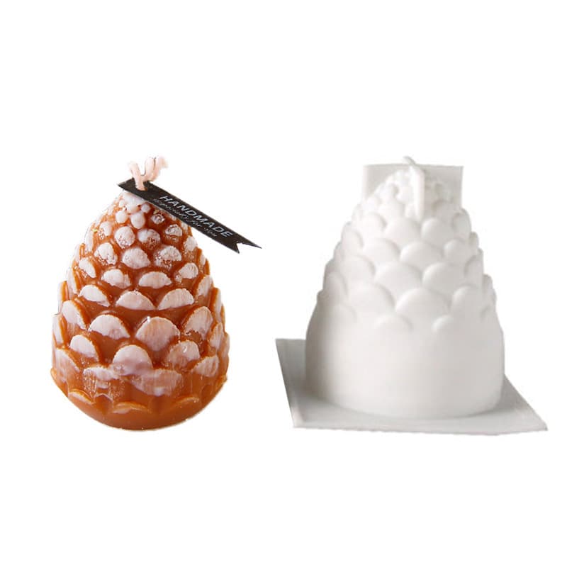 DIY Handmade Candle 3D Pine Cone Scented Candle Silicone Mold Christmas Striped Christmas Tree Candle