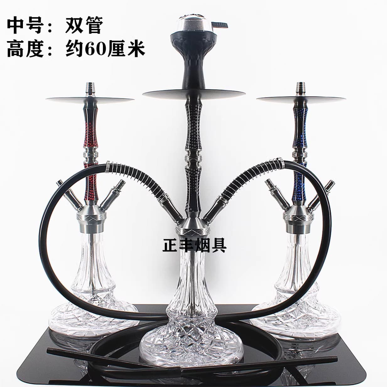 Arabian hookah, medium double-tube aluminum alloy hookah, bar KTV nightclub popular hookah charcoal complete set