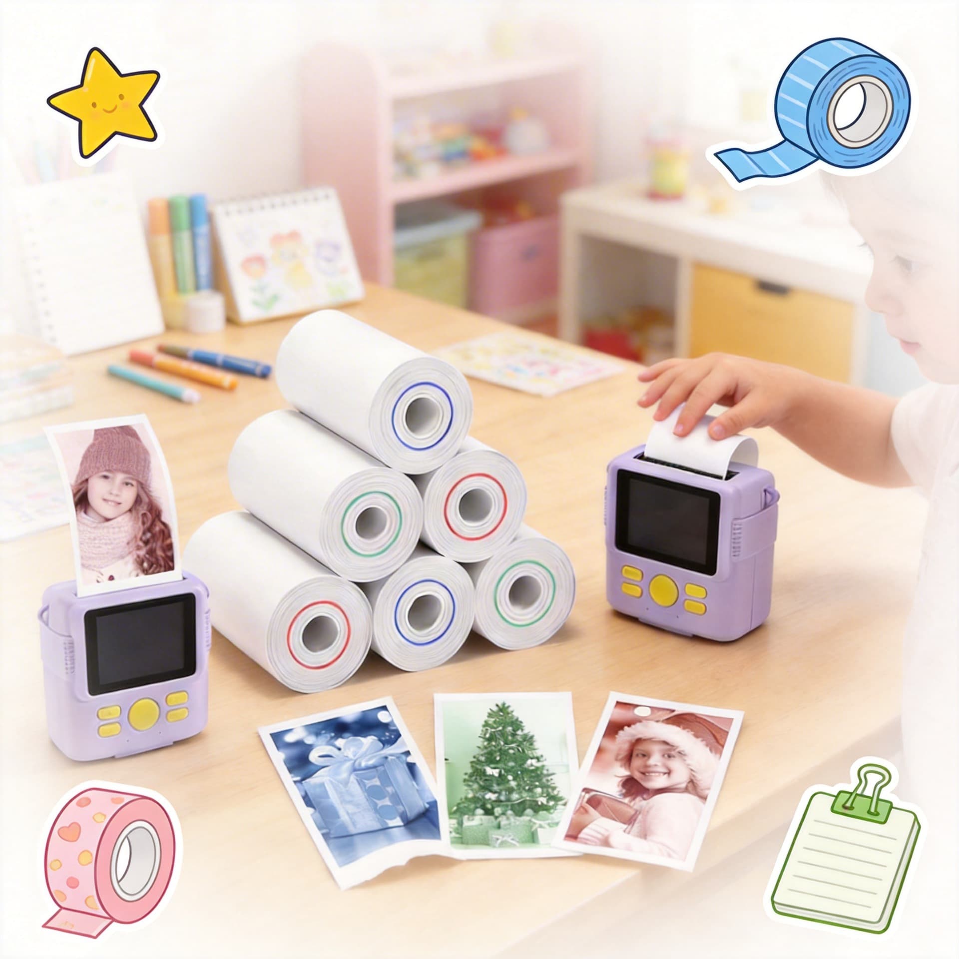 Printing paper 57x25mm yellow blue powder thermal suitable for mini printer children's printing camera colorful thermal