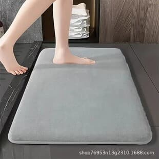 Cross-border Temu Solid Bath Mat, Non-Slip Bathroom Floor Mat for Home, Quick-Dry Absorbent Door Mat for Amazon