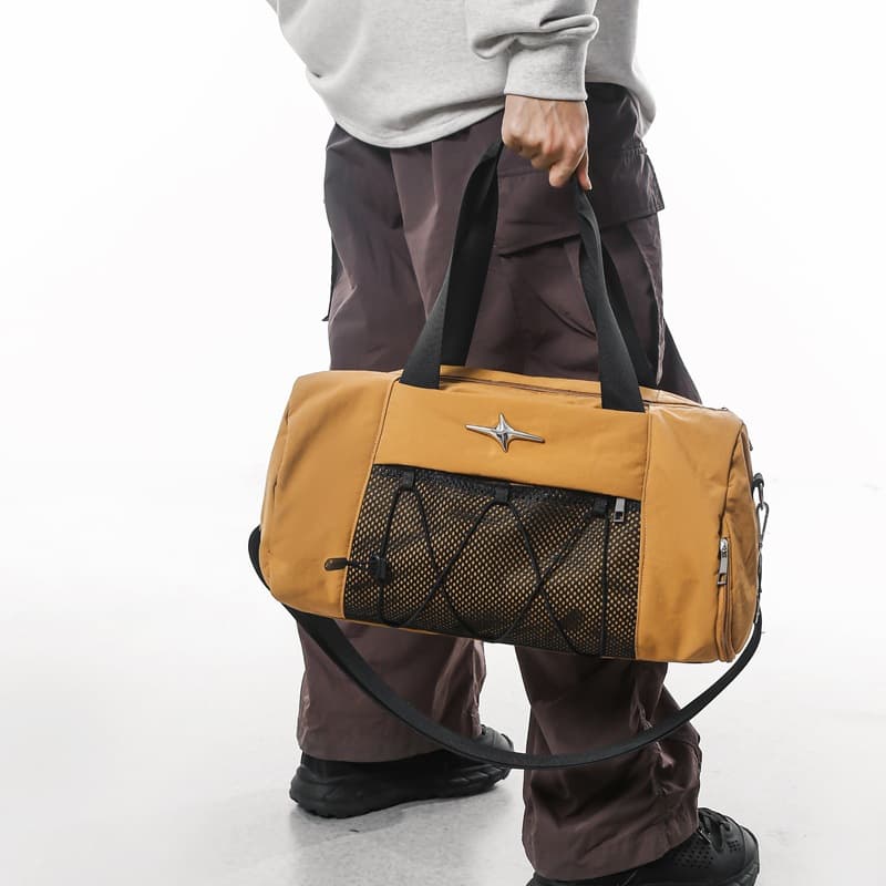 Unisex Trendy Travel Bag Sports Casual Design Handbag with Cross Rope Shoulder Strap Fitness Yoga Bag