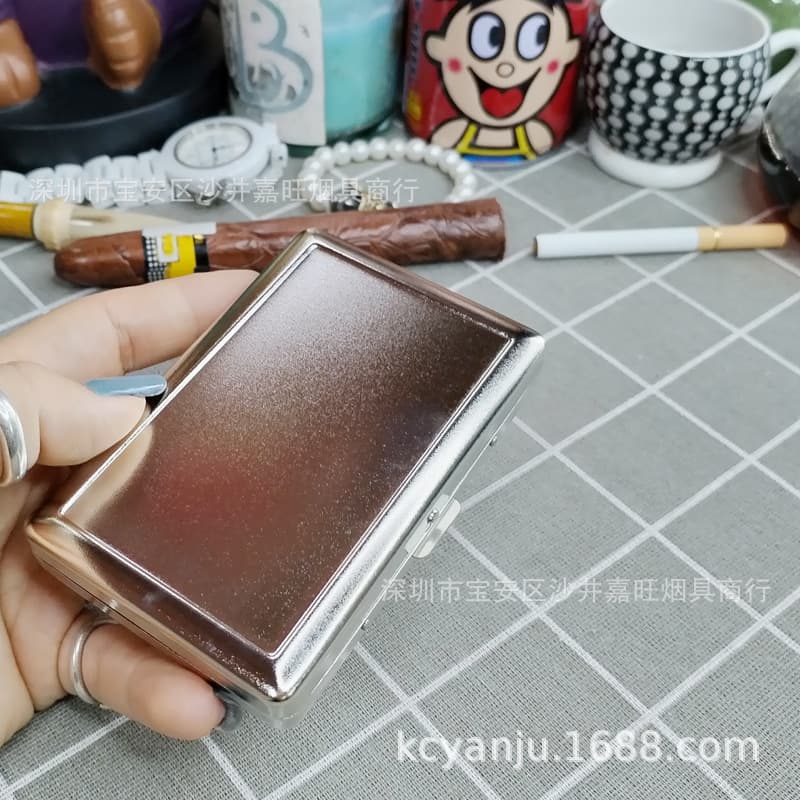 773 Long Smoke Metal Cigarette Case Two Rows Double-Sided Fashion Creative Metal Cigarette Case Groove Fashion Cigarette Case