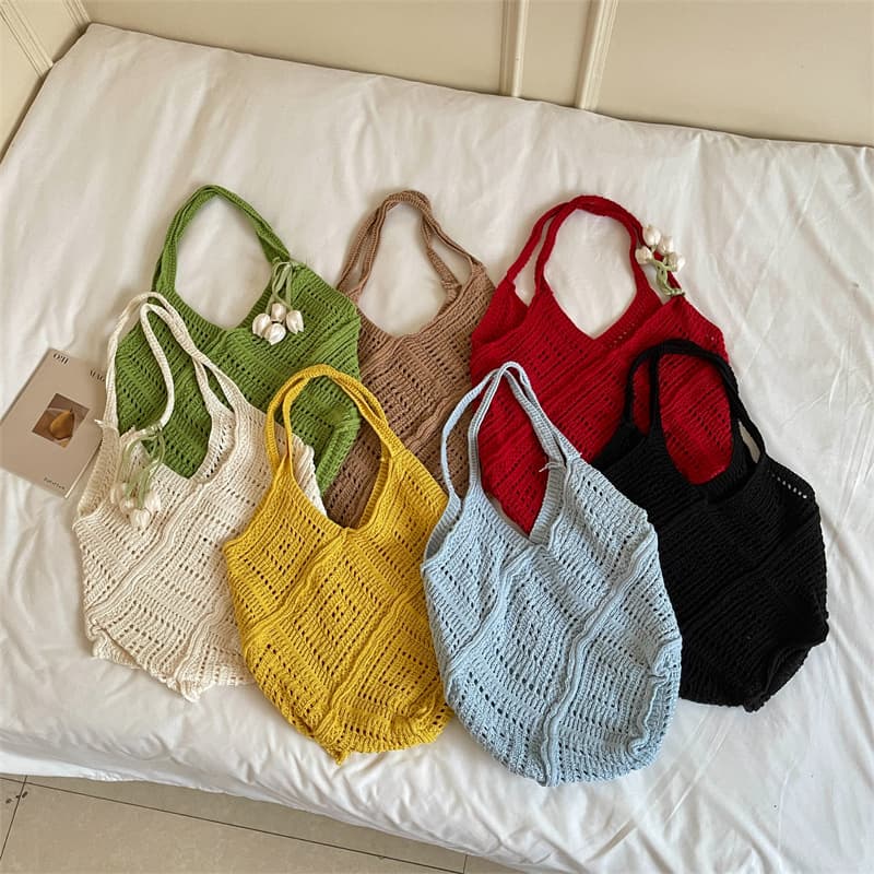Beach bag knitted bag new style 2025 bag style large capacity tote bag bohemian bag woven bag hollow
