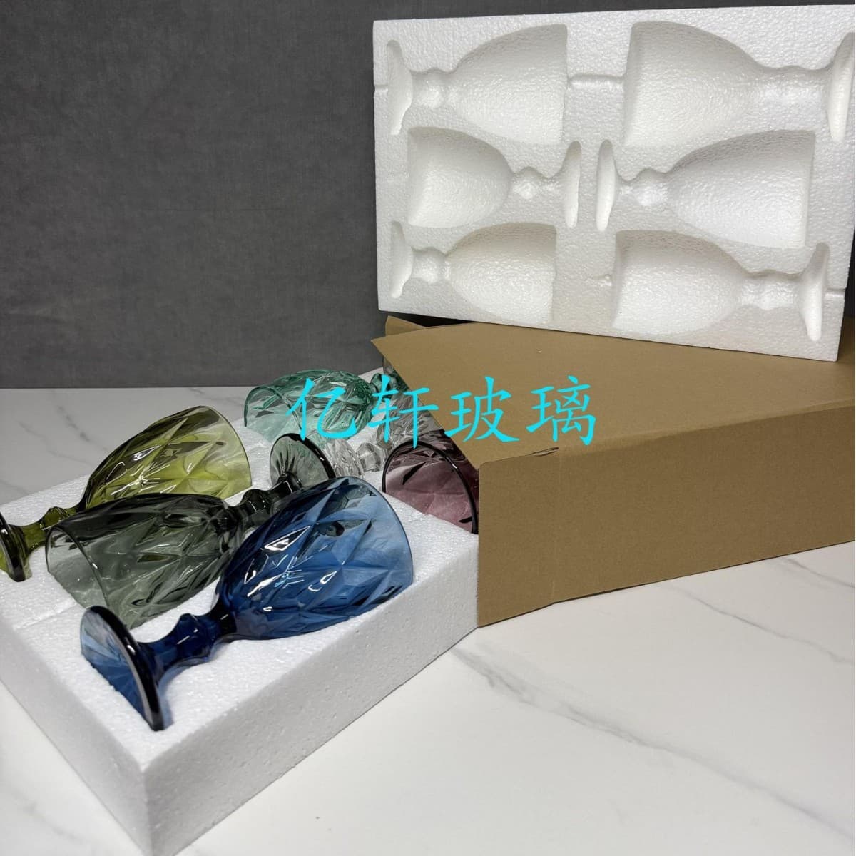 Cross-border Factory Wholesale Thickened Stemmed Glass Vintage Wine Glass Export Wineware Colored Glass Red Wine Glass