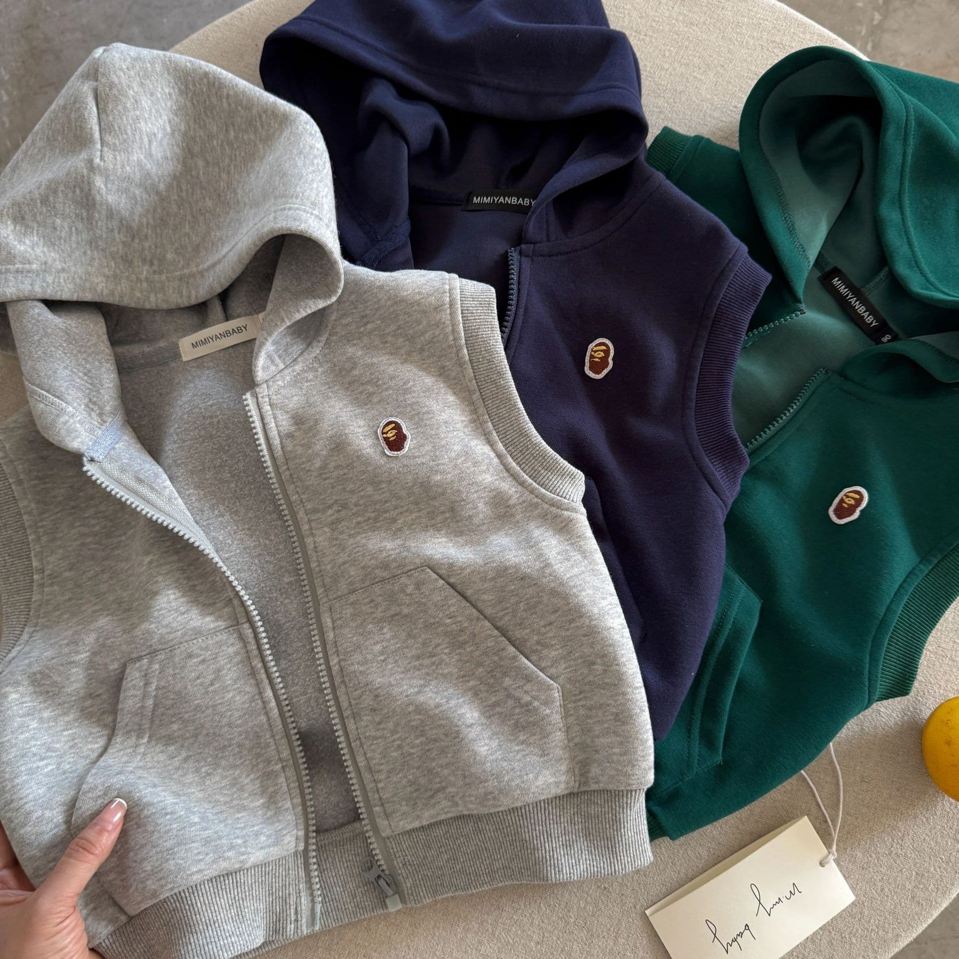 Tian Xiaosi Kids Vest Autumn Boys Japanese Style Cartoon Hooded Vest Baby Toddler Coat Middle Child Vest