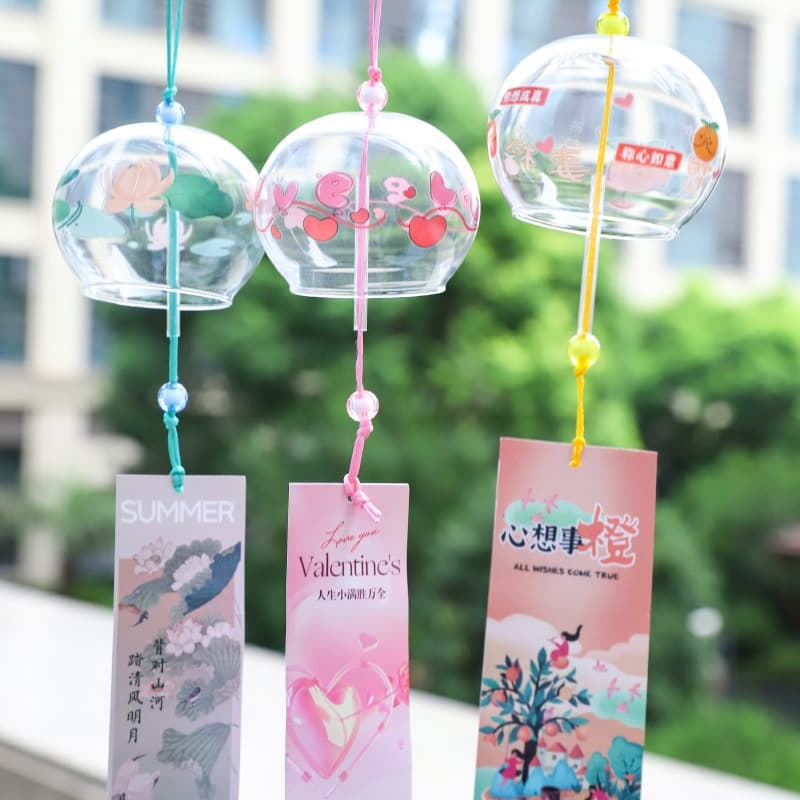 Sakura Wind Chimes Cute Cartoon Home Decor Zodiac Pendant Gift Feather Glass Wind Chimes Office Culture / Wind Chimes / Wind