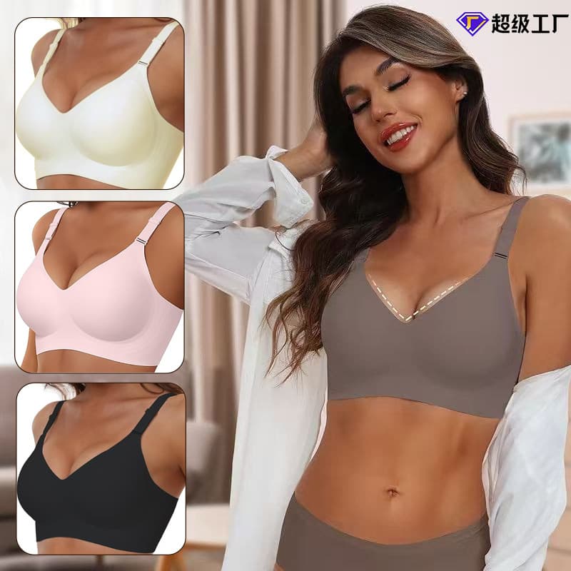 Seamless Push-Up Bra for Cross-Border E-Commerce, Thin Molded Cup, Wire-Free, Adjustable, Lightweight Fit