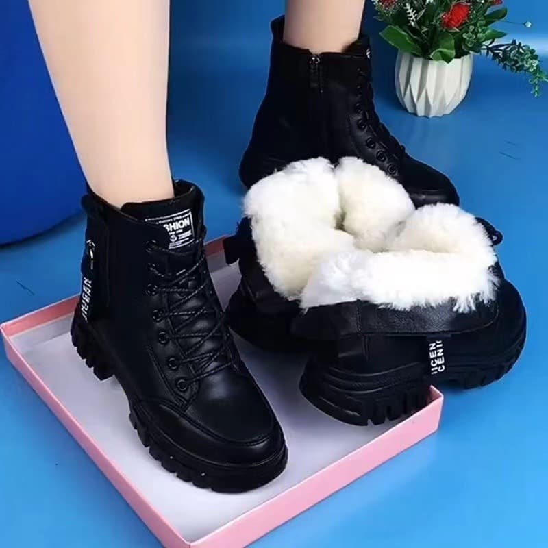 Women's Martin Boots for Export, New Autumn/Winter Styles, Fleece-Lined, Comfortable, Versatile Short Boots, British-Style Women's Boots, Cotton Boots Wholesale
