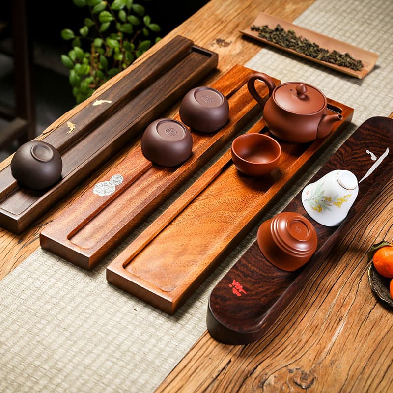 Ebony Kung Fu Tea Cup Storage Rack, Single-Layer Cup Drying Rack, Tea Set Draining Rack, Solid Wood Cup Holder, Tea Ceremony Accessories
