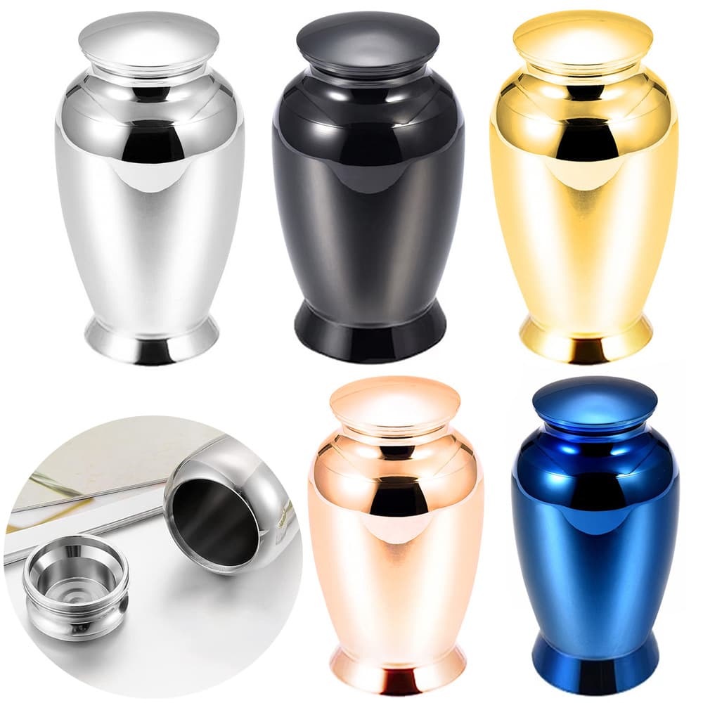 New Metal 75x45mm Memorial Pet Urn Purple Plain Openable Relatives' Ashes Pot