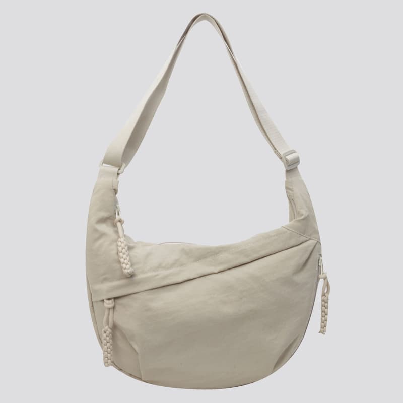 Fashionable Fabric Crossbody Bag for Female Students, Nylon Shoulder Bag for Class, Large-Capacity Japanese-Style Travel Dumpling Bag