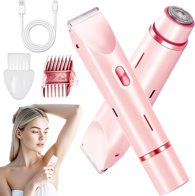 Rechargeable Waterproof Women's Electric Shaver Dual-Head Full Body Hair Removal Dry & Wet Use Razor Cross-Border Epilator