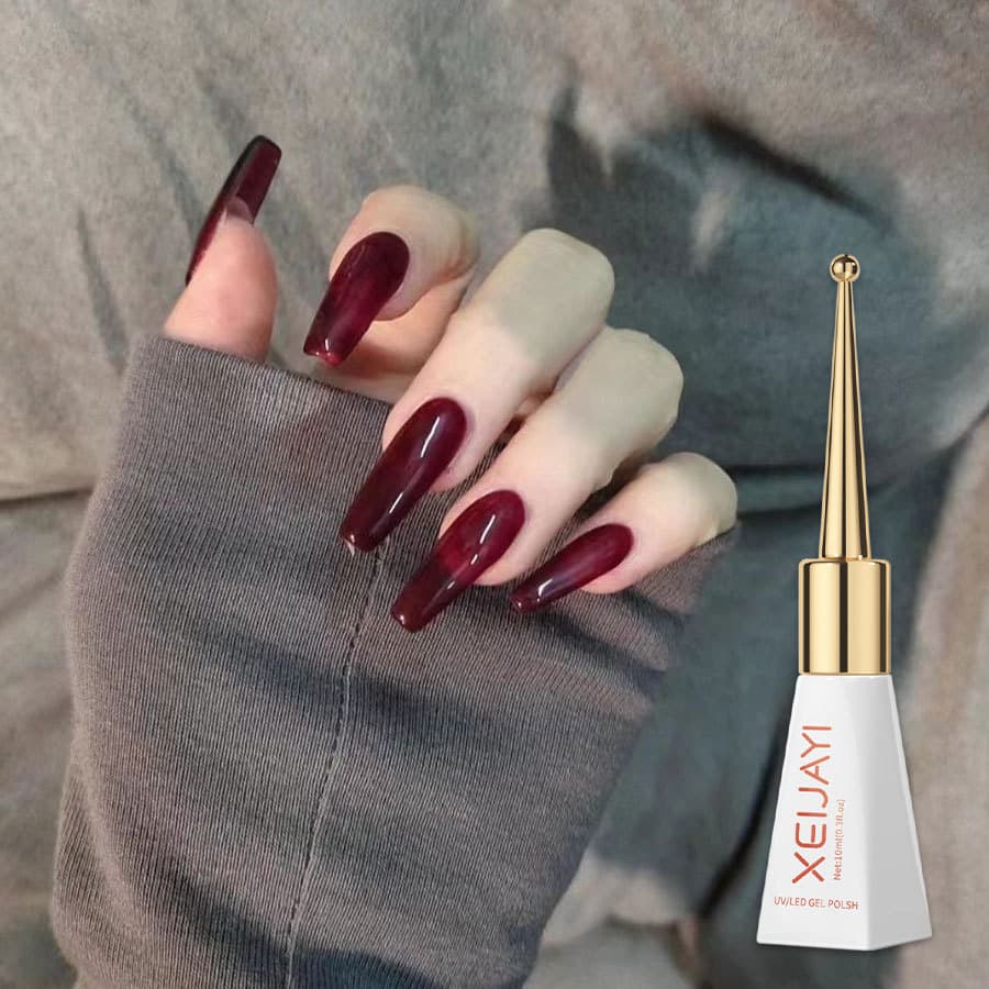 Intense Velvet Red Nail Art Gel Professional Salon Use Autumn Winter New Year Series Nail Polish with Drying And Sealing Function