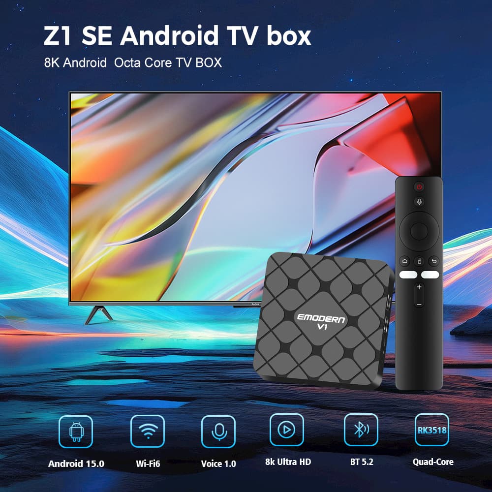Source Factory RK3518 Network Set-Top Box Dual-Band 4K HD Android 14 Export TV Box Supports Screen Mirroring
